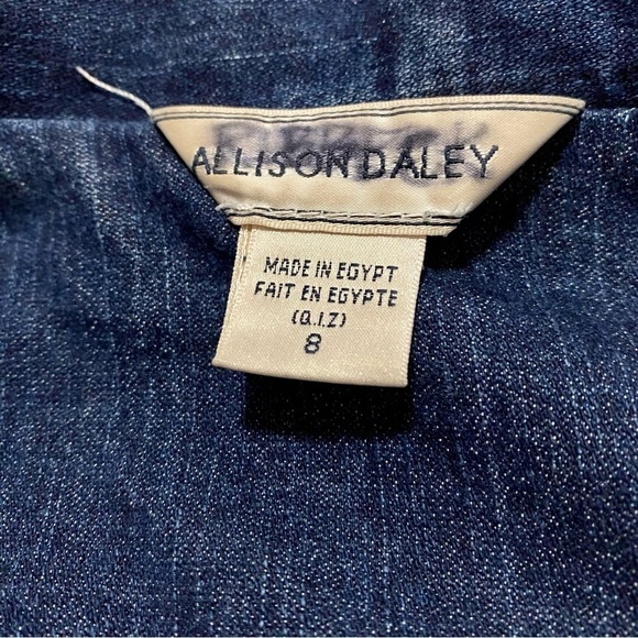 Allison Daley Blue Jean Jacket Blazer Stretchy Size 8 Medium Cotton Casual - Picture 10 of 15